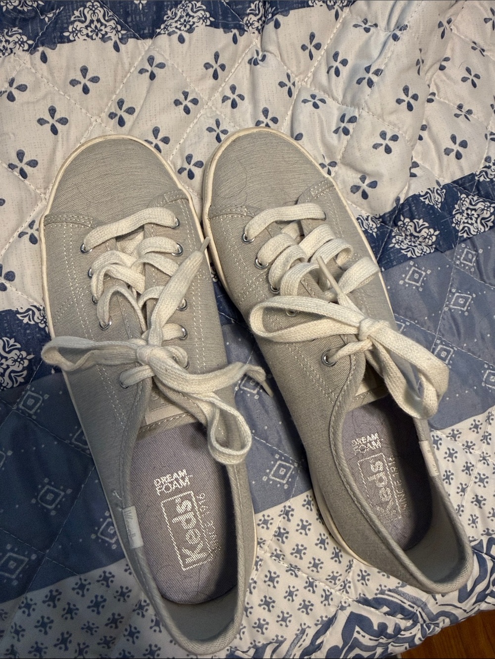Keds Light Gray Canvas Sneakers with White Laces
